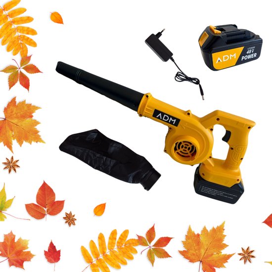 ADM Mini Draadloze Elektrische Blower – Geel – Dual 48V – Compacte Blaasmachine van Merkloos	