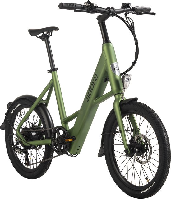 Adore Fiets (elektrisch) ADORE E-Citybike 20” aluminium compacte fiets C-200 Compact Bike achtermotor 45NM / 10,4Ah metallic groen mat - 42 cm van Adore