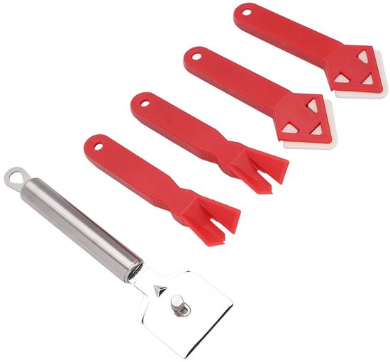 Afdichtingsgereedschap set - Voegverwijderaar schrapers - Reparatie en reiniging - 5 stuks veelzijdig - Compact formaat - Grijs