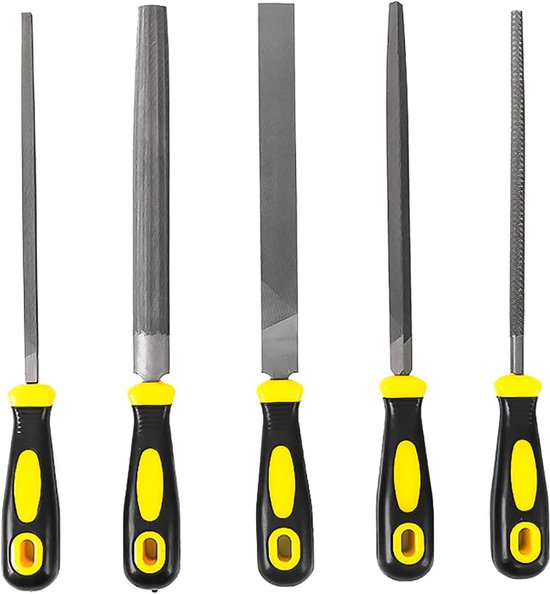 (Afmetingen: 310 mm) Handgereedschapset, vijlenset, houtvijl van koolstofstaal, 5-delige metaalvijlenset (inclusief platte vijl) van Merkloos	