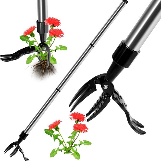 Afneembaar onkruidgereedschap voor staand gebruik met lange steel — Paardenbloemontsteker (Robuust, staand ontwerp) — Tuinonkruidsteker met lange steel (39-inch houten steel)
