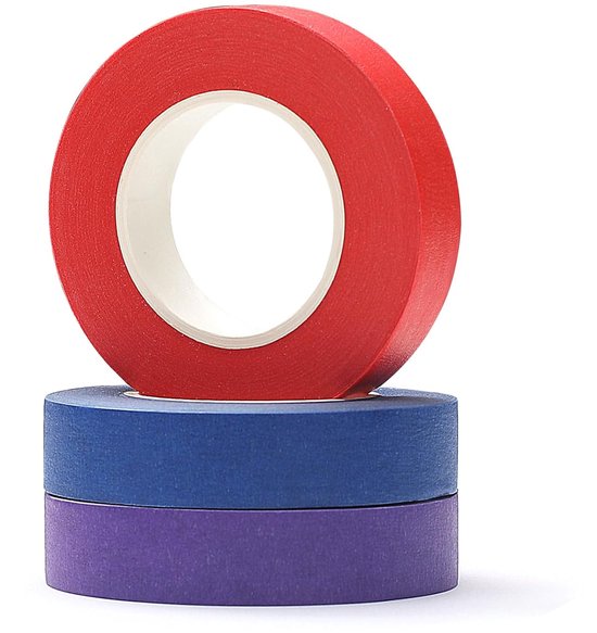 Afplakband - 3 rollen schildertape - 15 mm x 20 m - premium schilderscape - universeel - verwijderbare schildertape voor schilderen - lakken - renoveren - rood van Merkloos	