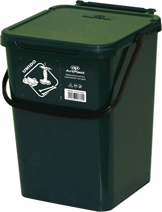Afvalbak 10 Liter Groen voor Restafval of GFT (Kleine Inhoud)
