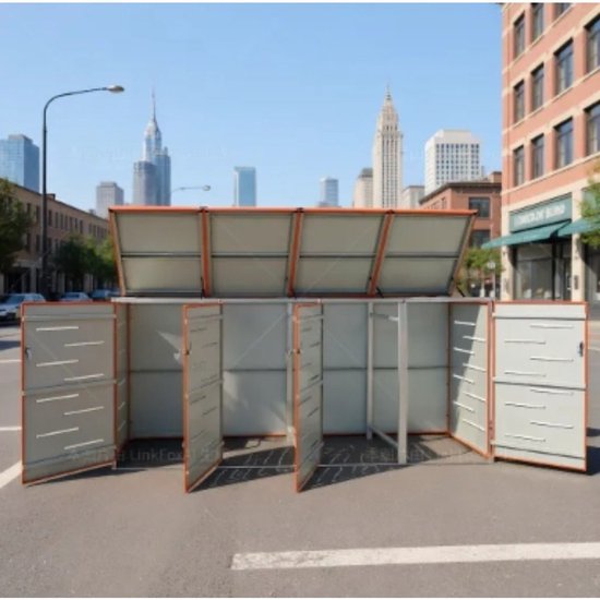 Afvalbak Buiten – Vuilnisbak Tuin – Prullenbak Terras – Gft Bak – Recyclecontainer Oranje – Ventilerend Hol Ontwerp – Deksel Met Veermechanisme van Merkloos	