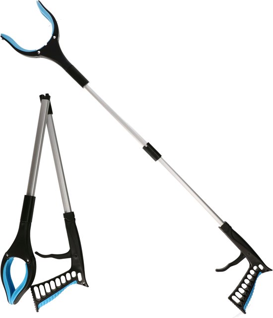 Afvalgrijper/grijptang - 2x - opvouwbaar - 81 cm - aluminium/kunststof - magnetische grip kaak van MaxxGarden