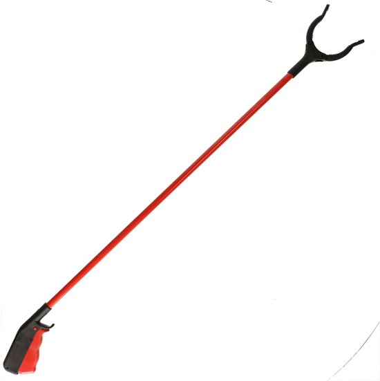 Afvalgrijper/vuilnisgrijper - rood - lange steel - 83 cm - zonder te bukken - oppaktang van VONROC