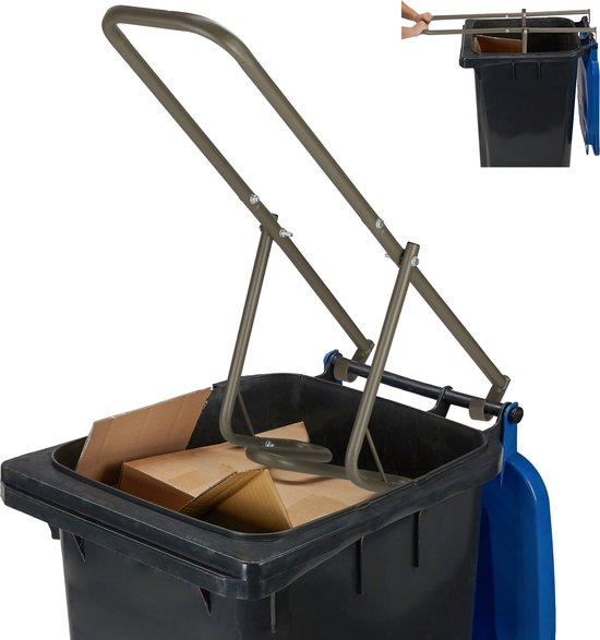 afvalpers kliko - voor huisafval - restafval en papier - manuele vuilnispers - staal - bruin van Binc