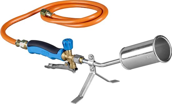 Afvlamapparaat met slang - Onkruidbrander gas - Onkruid verwijderen - Hoge temperatuur - 515 cm - Zilver blauw zwart