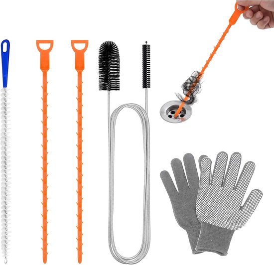 Afvoerreiniger, spiraal, 5-delig, spiraal, afvoer, buisreiniging
