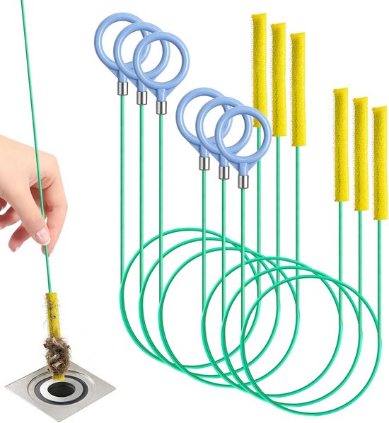 Afvoerreiniger, spiraal, afvoerreiniger en haarvanger, buisreinigingsspiralen, anti-breuk staal met nylon coating, afvoerspiraal, borstel voor keuken, badkuipen, afvalwaterkanalen (130 cm + 90 cm)