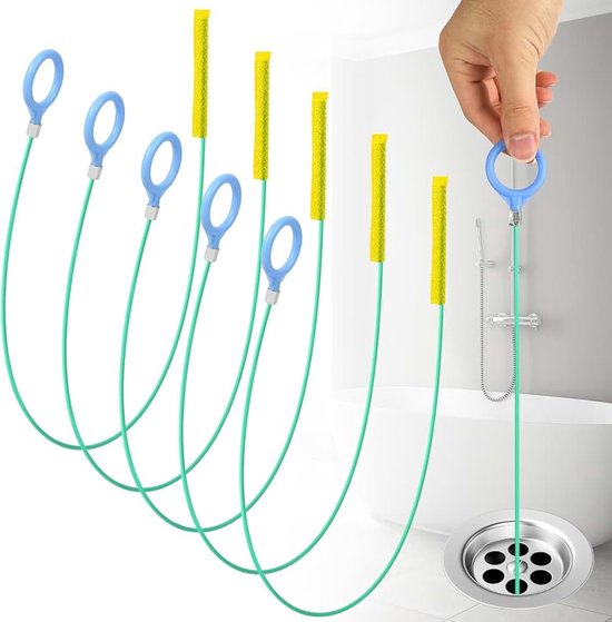 Afvoerslang Ontstopper Gereedschap,5 stuks Stalen Ontharingsset voor Afvoeren,Ontstopper voor Afvoeren met Haar,Borstel voor Het Reinigen voor Wastafels,Douches en Afvoeren (90 cm,Groente)