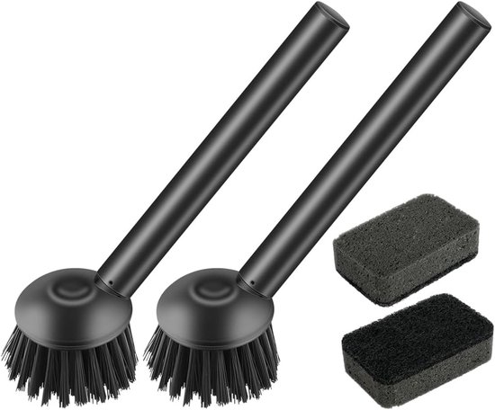 Afwasborstel met Spons, 4 stuks Duurzame Borstel en Dubbelzijdige Afwasspons met Scrub Schuurspon,voor Keuken, Badkamer, Tegels en Pannen