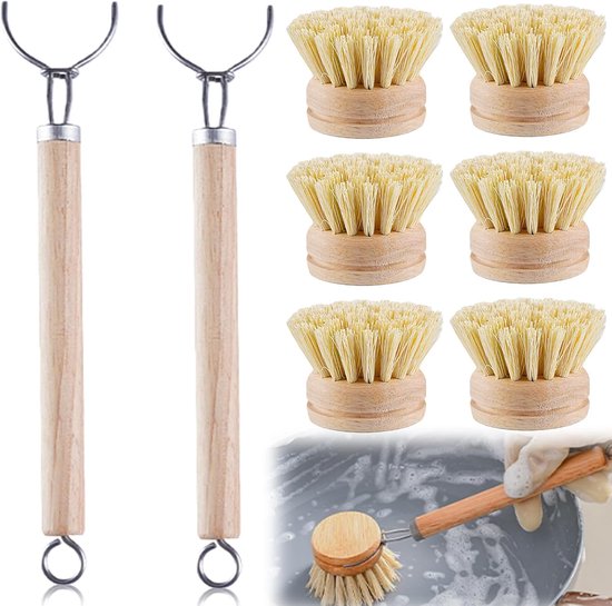 Afwasborstel met verwisselbare borstelkoppen, afwasborstelset, met 3 verwisselbare borstelkoppen, geschikt voor de keuken (6)