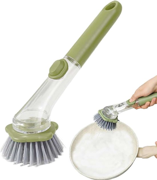 Afwasborstel Met Zeepdispenser Antislip Reinigingsschrobber Met Handgreep | Keuken Vaatwas Borstel Voor Het Wassen Van Vaat, Potten, Pannen, Gootsteen, Keuken, Huis