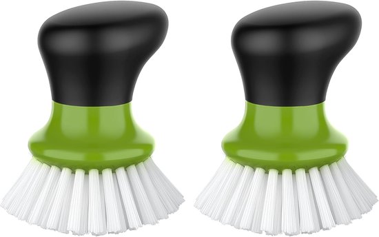 Afwasborstel, Palmborstel Afwasborstel met Ergonomische Grip, Keukenborstels voor Afwas, Groen, Set van 2
