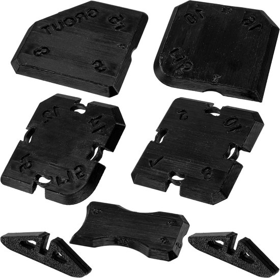 Afwerkspatels Siliconen - Kit gereedschap - Nette voegen maken - 5 Spatels 2 Geleiders - Verschillende vormen - Zwart