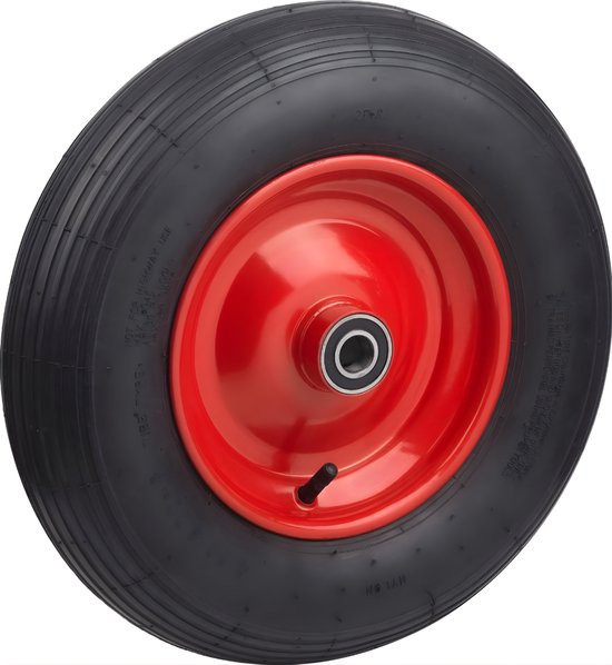 AHD® Kruiwagenwiel - Kruiwagenwiel Anti Lek - Kruiwagens - Zwart/Rood - 9cm x 40cm x 40cm