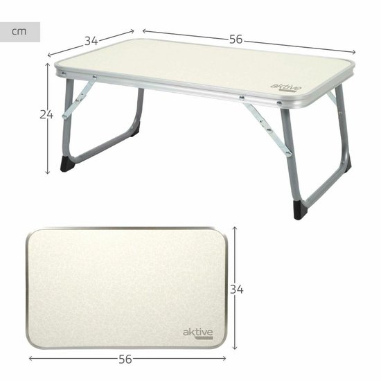 Aktive Ultralight 34x56x24 Cm Opvouwbare Campingtafel Wit van Aktive
