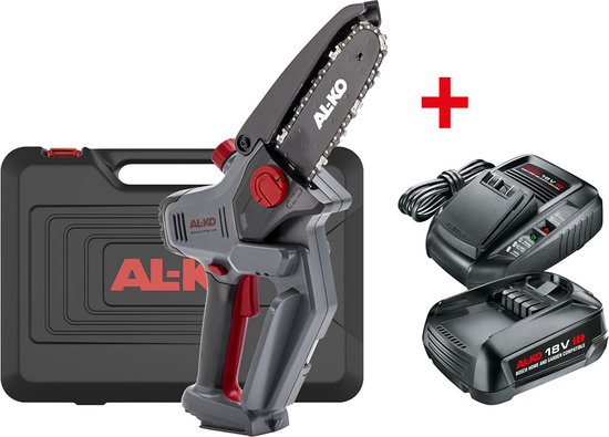 AL-KO CSM 1812 kit (set met batterij en lader) - 18V Accu mini kettingzaag - Compatibel met Bosch 18V van Merkloos	