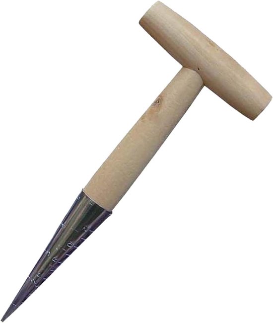 Allecta - Bloembollen voor planten en verplanten, met kalibratie en houten handvat, tuingereedschap voor zaaigoed. van Merkloos	