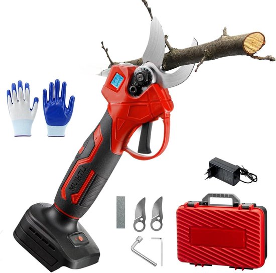 Allecta - Elektrische takkenschaar zonder accu 15-30mm snijdiameter professioneel 21V wijnrankschaar boomschaar snoeischaar (Rood) van Merkloos	