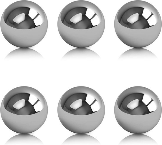 Allecta - Roestvrij stalen kogel 20 mm diameter - Set van 6 stuks met polijsteffect