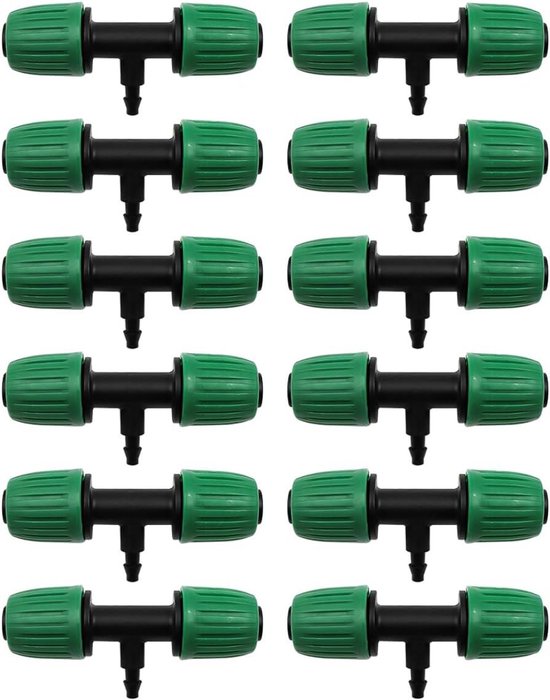 Allecta - Set van 12 tuinslangkoppelingen met driewegfittingen en prikkeldraad voor 1/4 inch irrigatiebuis van Allecta