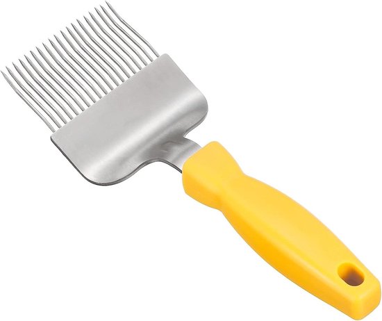 Allecto- Bijenteeltuitrusting - Roestvrijstalen ontdekkingsvork - Accessoires - Geel - Plastic handvat - Geschikt voor bijen - Roestvrijstalen tanden - Ontdekkingsvork, bijenwerktuig met geel handvat van Merkloos	