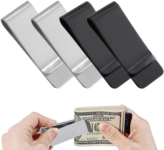 Allecto - Geldklem - Roestvrij staal - Slank ontwerp - Multifunctionele bankbiljettenklem - Zwart en zilver - Geschikt voor mannen en vrouwen van Merkloos	