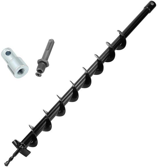 Allecto- Grondboor - Tuinieren - Warmsmeedstaal - Zwart - Boormachine - Duurzaam - Geschikt voor Tuin - Adapter - 80 cm - Diam. 60 mm. van Merkloos	