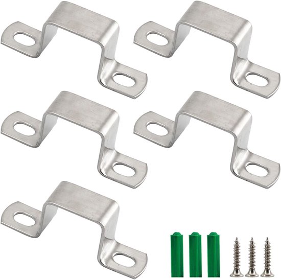 Allecto Plus - 5-delige set Vierkante Buis Beugels van 90x90mm - 304 Rvs - U Vorm - Metalen Beugel - Pijp Hanger - Slangklem - Inclusief Schroeven van Allecto Plus