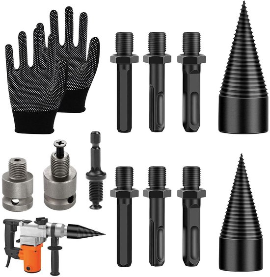 Allecto Plus - Boorkegel Houtsplijter 42 mm 32 mm 7 boorgrepen Brandhoutsplijter Kegelsplijter Brandhoutboor Splijtkegel Boormachine van Allecto