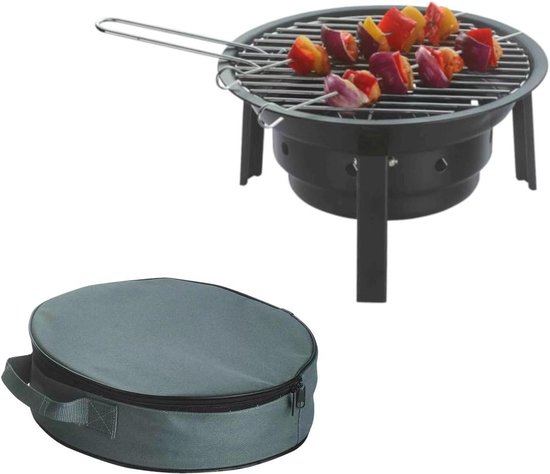 Allecto plus - Draagbare houtskoolbarbecue voor picknick en sjaslik (Ø 32 cm) van Allecto Plus