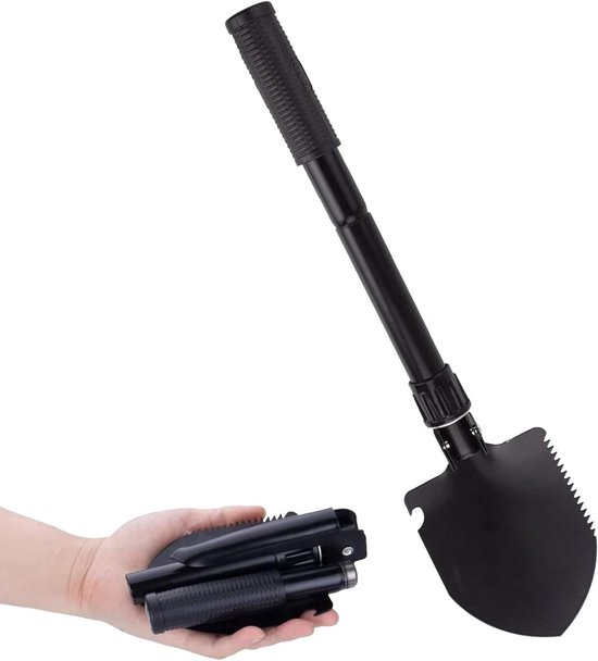 Allecto Plus - Draagbare Klapschep van Roestvrij Staal voor Camping en Tuin - Multifunctioneel en Compact Design - Sneeuwschep Survival Spade - Outdoor Mini-schep - Duurzaam en Lichtgewicht - 75cm lang