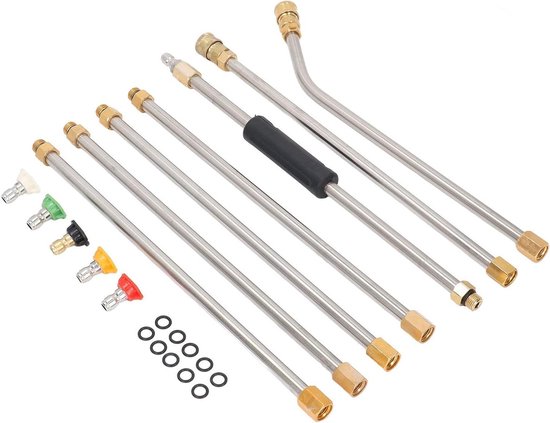 Allecto Plus - Hogedrukreiniger verlengstuk voor Power Washer - 4000PSI - dakgootreinigingsgereedschap - 5 mondstuktips - auto reinigen van Merkloos	
