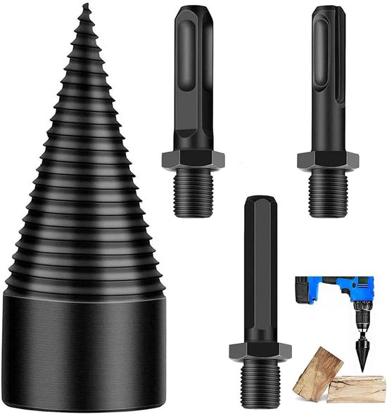 Allecto Plus - Houtsplijter met schroefkegel en 3 boorgrepen voor efficiënt houtsplijten - 50 mm breed.