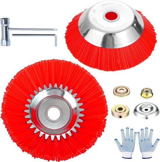 Allecto Plus - Nylon onkruidborstels voor bosmaaier - set van 2 stuks - 15 cm + 254 mm - hoogwaardige professionele onkruidborstel - geschikt voor bosmaaiers