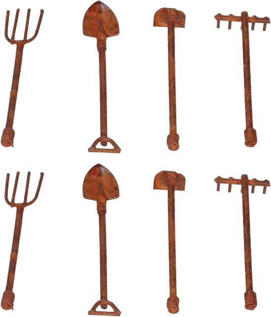Allecto plus - Poppenhuis Miniatuur Tuinlandschap Gereedschap Set - Schop, Schoffel, Hooivork (4-delig) van Merkloos	