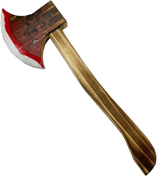Allecto Plus - Realistische Nep Bijl Houten Speelgoed voor Halloween - Bloedige Bijl voor Buitenspelen.
