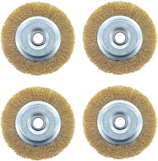 Allecto Plus - Set van 4 voegenborstels voor bosmaaier | Draadborstel accessoires | Onkruid en mos verwijderen