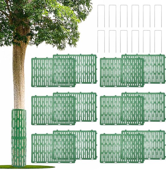 Allecto plus - Stambescherming voor bomen, 12 stuks, boombescherming, 33 x 20 cm, U-klemmen inclusief, trimmers leggen, grasmaaiers en dieren voorkomen van Allecto Plus