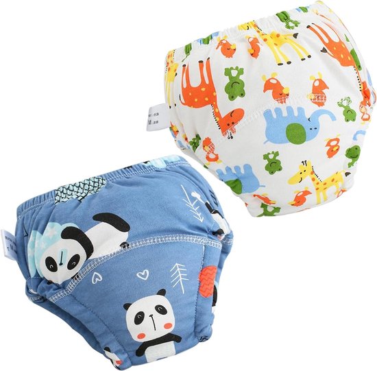 Allecto plus - Trainingsbroek kinderen voor zindelijkheidstraining, ondergoed jongens meisjes, katoenen potje, potjesondergoed, wit blauw, 2 stuks, zacht comfortabel, maat 90. van Allecto Plus