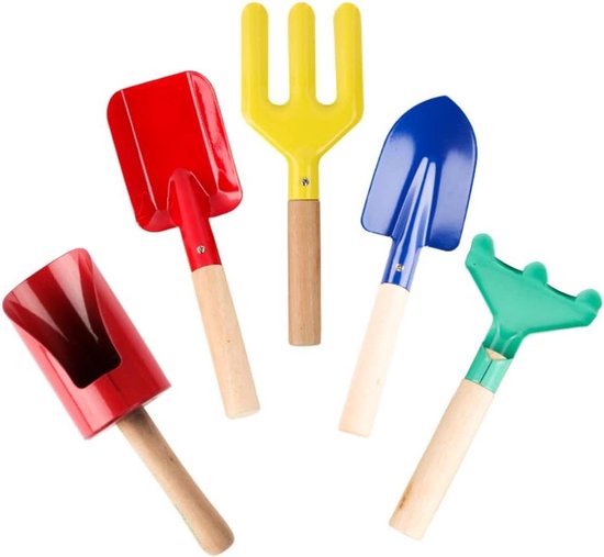 Allecto Plus - Tuinset voor Kinderen met 5 Delige Gereedschapset en Stevig Houten Handvat - Veilig Tuingereedschap voor Kinderen van 3 tot 13 Jaar van Allecto Plus
