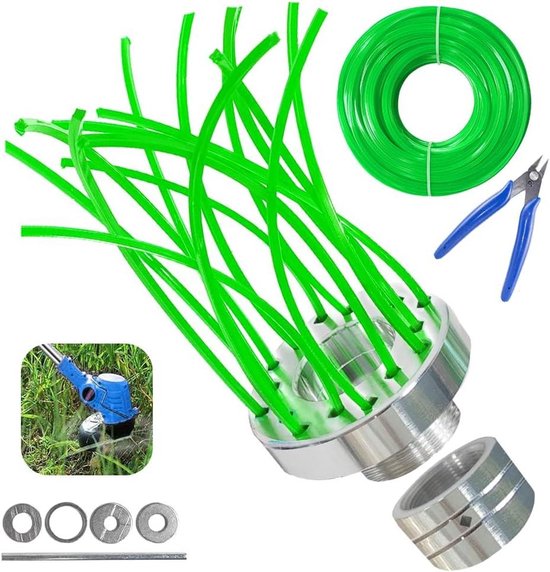 Allecto plus - Universele onkruidborstel voor bosmaaiers en grastrimmers - Onkruidborstel met trimmerdraad en adapter - Geschikt voor diverse merken