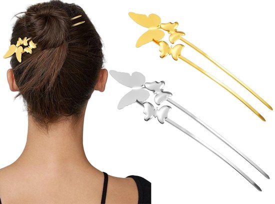 Allecto - Stuks Retro Vlinder Haarspelden - Goud en Zilver - U-Vormige Haaraccessoires voor Bruiloft en Speciale Gelegenheden