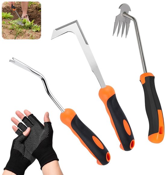 Allecto - - Tuin Gereedschap - Onkruidverwijder - Hoogwaardige Stalen Handgreep - 3-delige Set - Tuinieren - Voor elke tuinier - Compact en gebruiksv. van Merkloos	