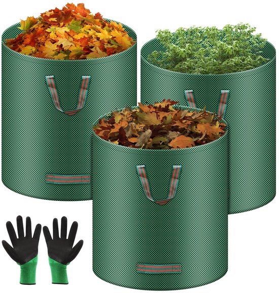 Allecto - Tuinafvalzakken - 272 Liter - Scheurvast en waterafstotend - Groen - Bladzakken - Voor bladeren en groen afval - 3 stuks