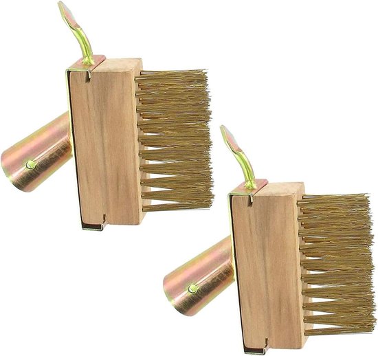 Allecto - Tuinbezem - Voegenreiniging - Stalen borstel - Onkruid - Stalen borstels - Voegenkrabber en schraper - Geschikt voor alle oppervlakken - Rood - 2 stuks tuinbezem, voegenkrabber en stalen borstels met metalen borstelharen van Merkloos	