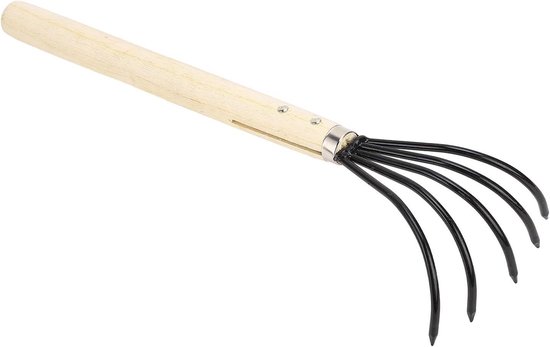 Allecto- Tuinhark - Handhark, 5 stalen tanden - Ergonomische houten handgreep - Klauw - Tuinhark Comfortabele grip Eenvoudig te gebruiken handcultivator voor het cultiveren, frezen, beluchten van de bodem. van Merkloos	