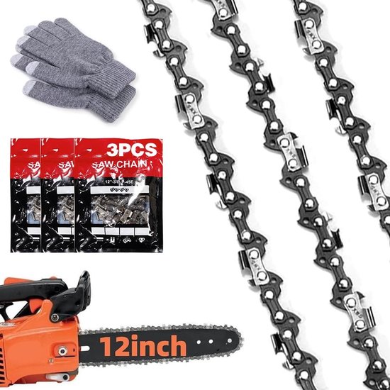 Allecto - Zaagkettingen - 3 saw chains - Hoogwaardige materialen - 30 cm - 3/8 inch LP - Geschikt voor diverse zaagmodellen